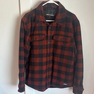 Jachs Men's Rust and Black Checkered Shirt Jacket